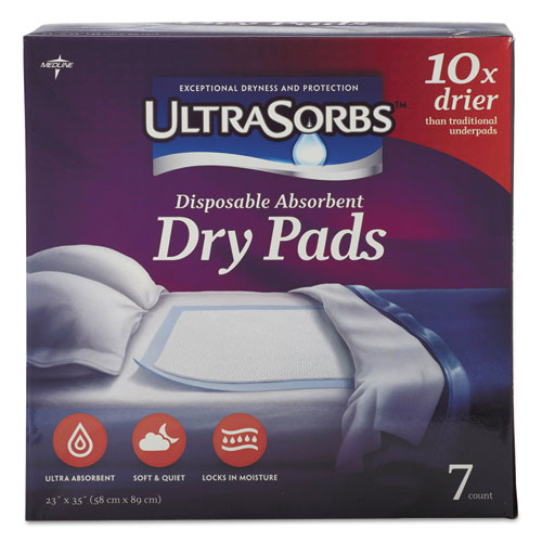 Ultrasorbs Disposable Dry Pads, 23" x 35", White, 7/Box, 6/Carton. The main picture.