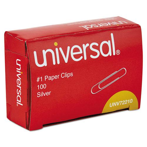 Paper Clips, #1, Smooth, Silver, 100 Clips/Box, 10 Boxes/Pack, 12 Packs/Carton. Picture 1