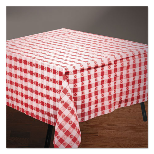 Tissue/Poly Tablecovers, 54" x 108", Red/White Gingham. Picture 1