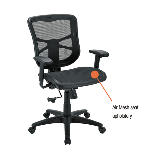Alera Elusion Series Mesh Mid-Back Swivel/Tilt Chair, Supports Up to 275 lb, 17.9" to 21.6" Seat Height, Black. Picture 2