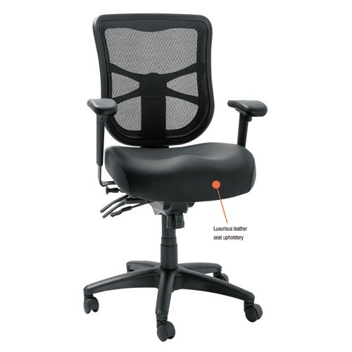Alera Elusion Series Mesh Mid-Back Multifunction Chair, Supports Up to 275 lb, 17.7" to 21.4" Seat Height, Black. Picture 2