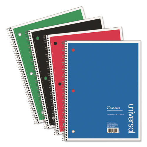 Wirebound Notebook, 1-Subject, Wide/Legal Rule, Assorted Cover Colors, (70) 10.5 x 8 Sheets, 4/Pack. Picture 1