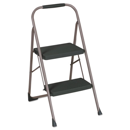 Big Step Folding Stool, 2-Step, 200 lb Capacity, 20.5" Working Height, 22" Spread, Black/Gray. Picture 1