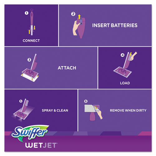 WetJet Mop, 11 x 5 White Cloth Head, 46" Purple/Silver Aluminum/Plastic Handle, 2/Carton. Picture 5