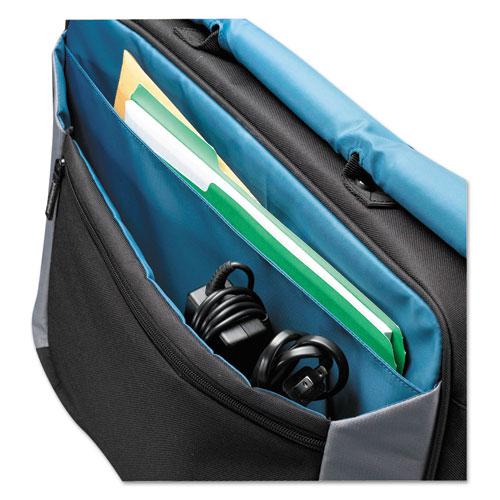 Laptop Messenger, Fits Devices Up to 17", Dobby Nylon, 3.37 x 17.75 x 13.75, Black. Picture 2