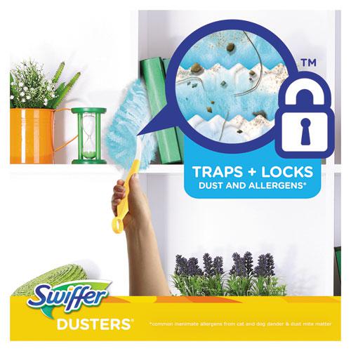 Dusters Starter Kit, Dust Lock Fiber, 6" Handle, Blue/Yellow, 6/Carton. Picture 6