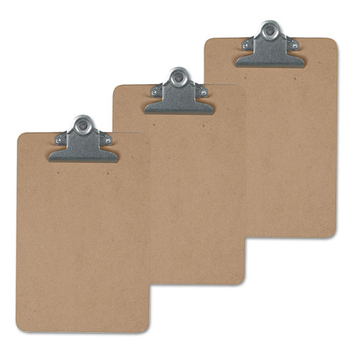 Hardboard Clipboard, 1.25" Clip Capacity, Holds 8.5 x 14 Sheets, Brown, 3/Pack. Picture 1