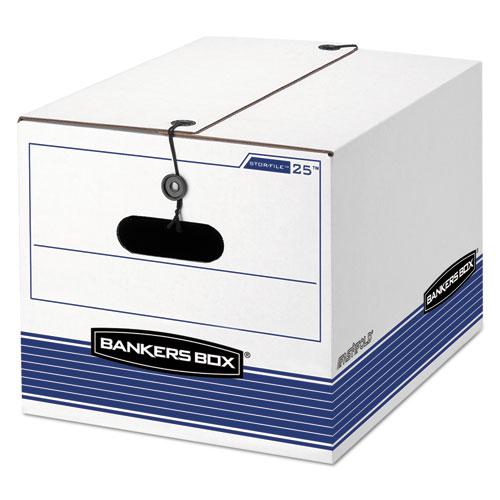 STOR/FILE Medium-Duty Strength Storage Boxes, Letter/Legal Files, 12.25" x 16" x 11", White/Blue, 4/Carton. Picture 1