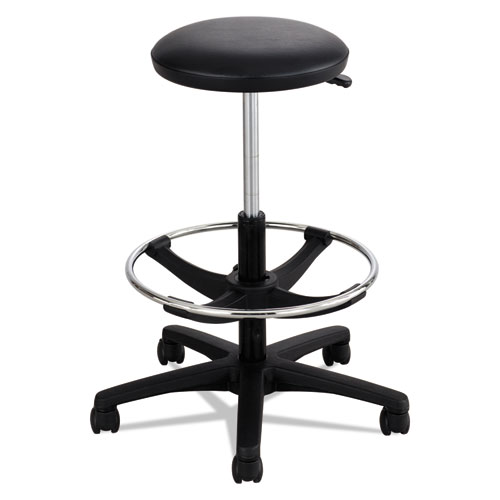 Extended-Height Lab Stool, Backless, Supports Up to 250 lb, 22" to 32" Seat Height, Black. Picture 1