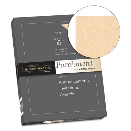 Parchment Specialty Paper, 24 lb Bond Weight, 8.5 x 11, Copper, 100/Pack. Picture 2