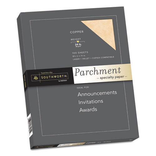 Parchment Specialty Paper, 24 lb Bond Weight, 8.5 x 11, Copper, 100/Pack. Picture 1