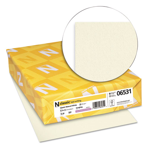 CLASSIC Laid Stationery, 24 lb Bond Weight, 8.5 x 11, Classic Natural White, 500/Ream. Picture 2