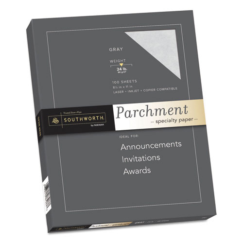 Parchment Specialty Paper, 24 lb Bond Weight, 8.5 x 11, Gray, 100/Pack. Picture 1