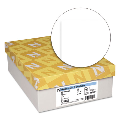 CLASSIC CREST #10 Envelope, Commercial Flap, Gummed Closure, 4.13 x 9.5, Solar White, 500/Box. Picture 2