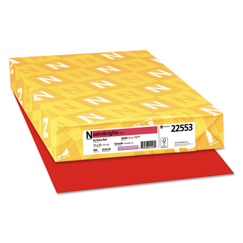 Color Paper, 24 lb Bond Weight, 11 x 17, Re-Entry Red, 500/Ream. Picture 1
