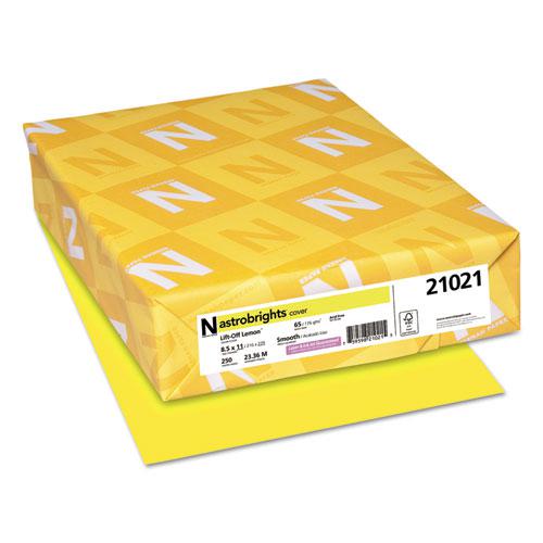 Color Cardstock, 65 lb Cover Weight, 8.5 x 11, Lift-Off Lemon, 250/Pack. Picture 1