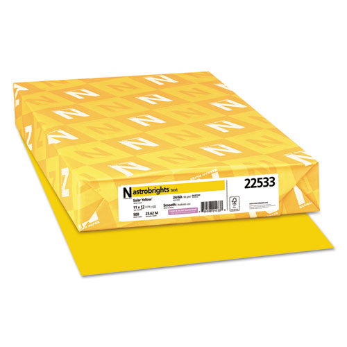 Color Paper, 24 lb Bond Weight, 11 x 17, Solar Yellow, 500/Ream. Picture 1