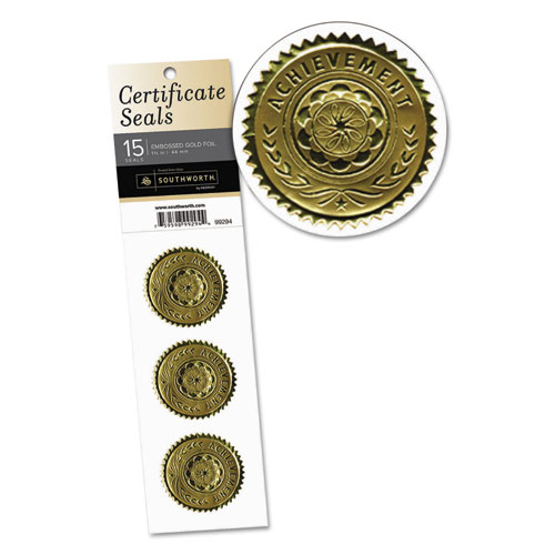 Certificate Seals, 1.75" dia., Gold, 3/Sheet, 5 Sheets/Pack. Picture 2