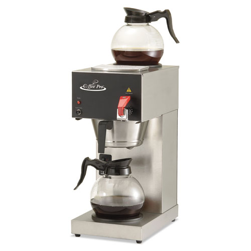 Two-Burner Institutional Coffee Maker, 12 Cup, Stainless Steel, 9 x 16 1/2 x 19. Picture 1