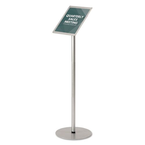 Floor Sign Display with Rear Literature Pocket,8 1/2x11 Insert, 45" High, Silver. Picture 1