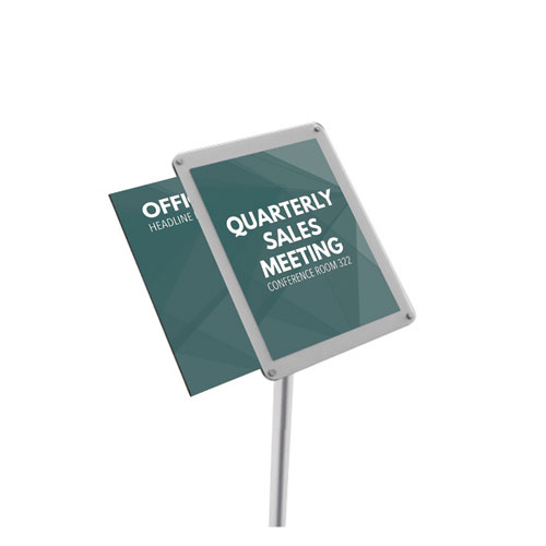 Floor Sign Display with Rear Literature Pocket,8 1/2x11 Insert, 45" High, Silver. Picture 7