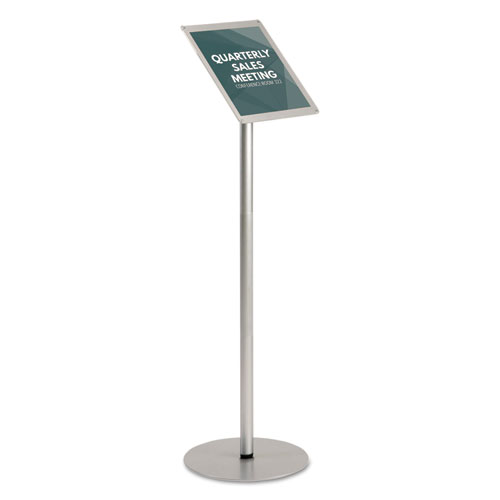 Floor Sign Display with Rear Literature Pocket,8 1/2x11 Insert, 45" High, Silver. Picture 5
