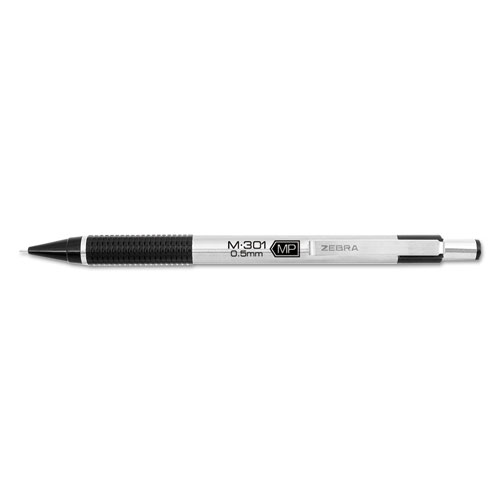 M-301 Mechanical Pencil, 0.5 mm, HB (#2), Black Lead, Silver/Black Barrel, Dozen. Picture 1