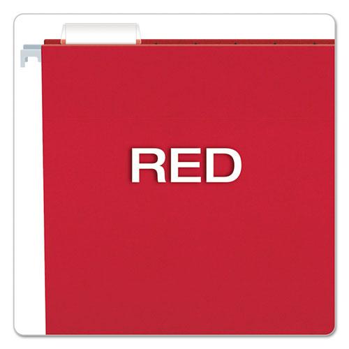 Colored Hanging Folders, Letter Size, 1/5-Cut Tabs, Red, 25/Box. Picture 3