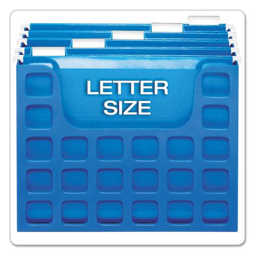 Desktop File With Hanging Folders, Letter Size, 6" Long, Blue. Picture 6
