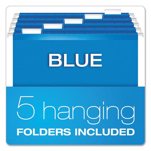 Desktop File With Hanging Folders, Letter Size, 6" Long, Blue. Picture 3