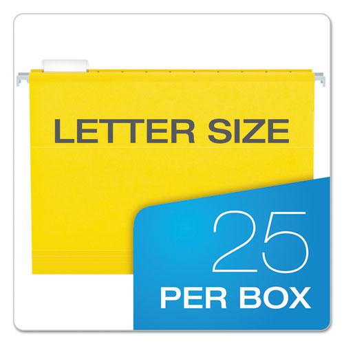 Extra Capacity Reinforced Hanging File Folders with Box Bottom, 2" Capacity, Letter Size, 1/5-Cut Tabs, Yellow, 25/Box. Picture 6