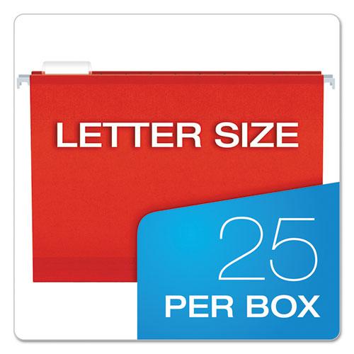 Extra Capacity Reinforced Hanging File Folders with Box Bottom, 2" Capacity, Letter Size, 1/5-Cut Tabs, Red, 25/Box. Picture 6