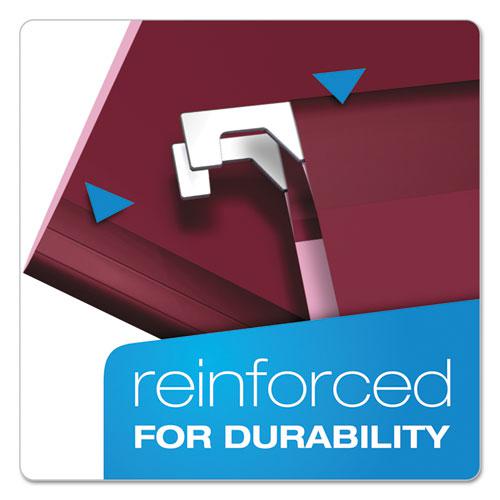 Colored Reinforced Hanging Folders, Letter Size, 1/5-Cut Tabs, Burgundy, 25/Box. Picture 2