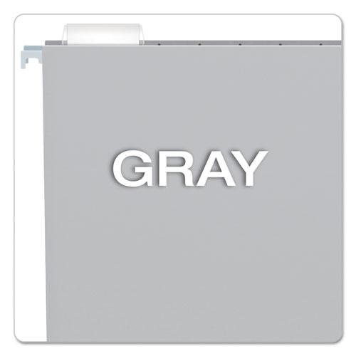 Colored Hanging Folders, Letter Size, 1/5-Cut Tabs, Gray, 25/Box. Picture 3