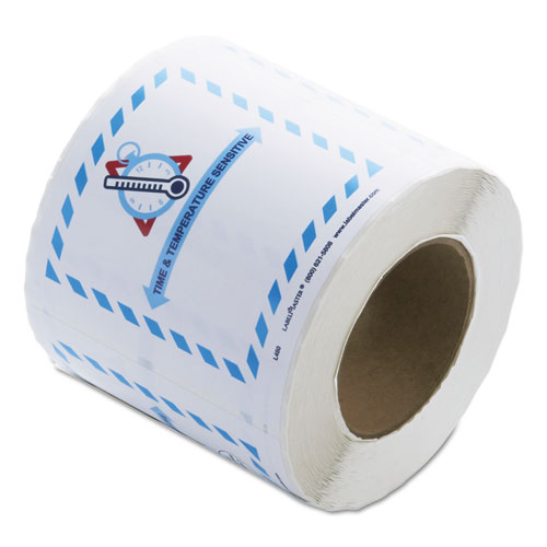 Shipping and Handling Self-Adhesive Labels, TIME and TEMPERATURE SENSITIVE, 5.5 x 5, Blue/Gray/Red/White, 500/Roll. Picture 2