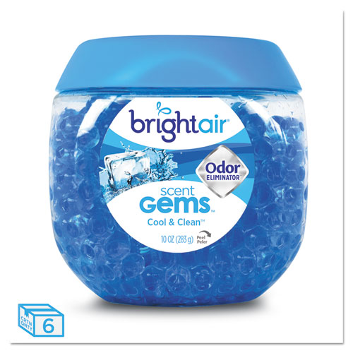 Scent Gems Odor Eliminator, Cool and Clean, Blue, 10 oz Jar, 6/Carton. Picture 1