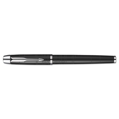 IM Premium Roller Ball Pen, Black with Chrome Trim, Black Ink, Fine. Picture 1