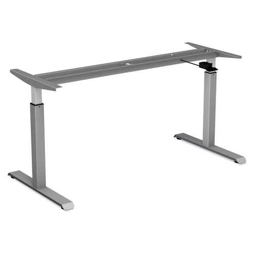 AdaptivErgo Sit-Stand Pneumatic Height-Adjustable Table Base, 59.06" x 28.35" x 26.18" to 39.57", Gray. Picture 1