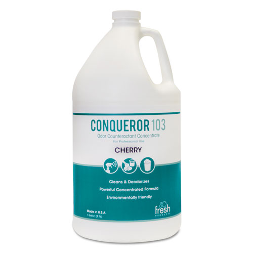 Conqueror 103 Odor Counteractant Concentrate, Cherry, 1 gal Bottle, 4/Carton. Picture 1