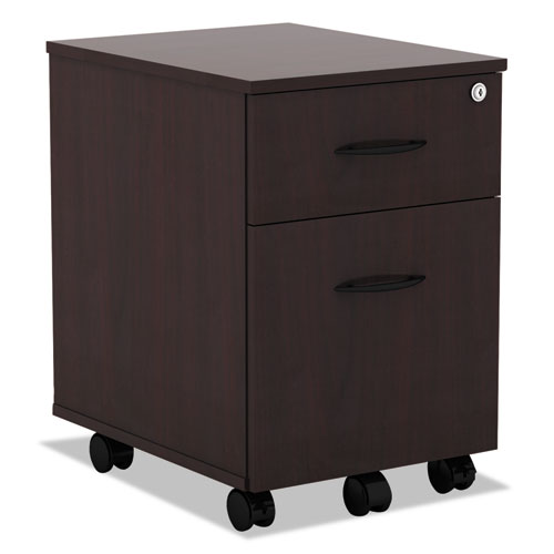 Alera Valencia Series Mobile Pedestal, Left or Right, 2-Drawers: Box/File, Legal/Letter, Mahogany, 15.88" x 19.13" x 22.88". Picture 1