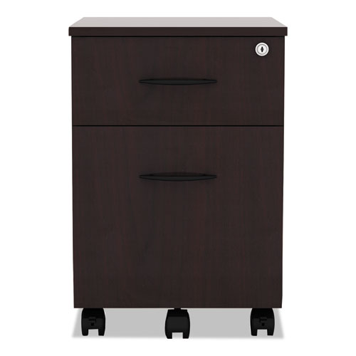 Alera Valencia Series Mobile Pedestal, Left or Right, 2-Drawers: Box/File, Legal/Letter, Mahogany, 15.88" x 19.13" x 22.88". Picture 2