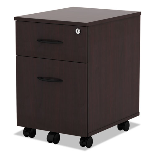 Alera Valencia Series Mobile Pedestal, Left or Right, 2-Drawers: Box/File, Legal/Letter, Mahogany, 15.88" x 19.13" x 22.88". Picture 3
