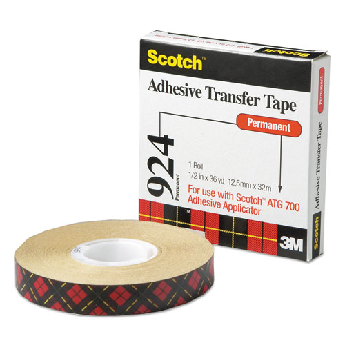ATG Adhesive Transfer Tape, Permanent, Holds Up to 0.5 lbs, 0.5" x 36 yds, Clear. Picture 2