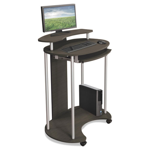Up-Rite Mobile Standing Workstation, 27 1/2 x 22 1/2 x 45 1/2, Smoked Sapelle. Picture 1