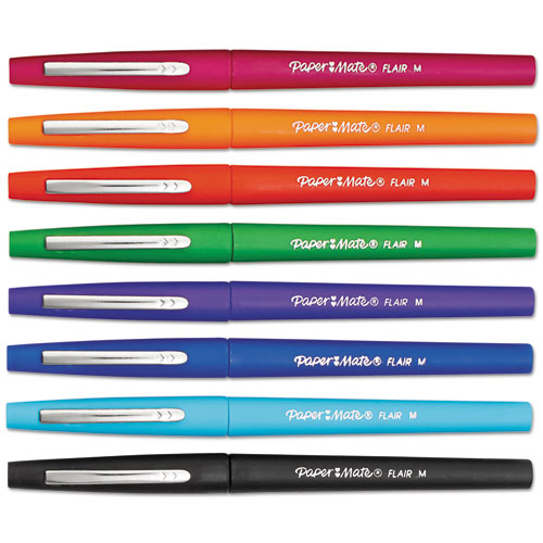 Point Guard Flair Felt Tip Porous Point Pen, Stick, Bold 1.4 mm, Assorted Ink and Barrel Colors, 48/Pack. Picture 2