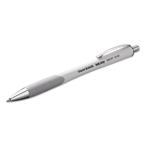 InkJoy 700 RT Ballpoint Pen, Retractable, Medium 1 mm, Black Ink, White/Gray Barrel, Dozen. Picture 2