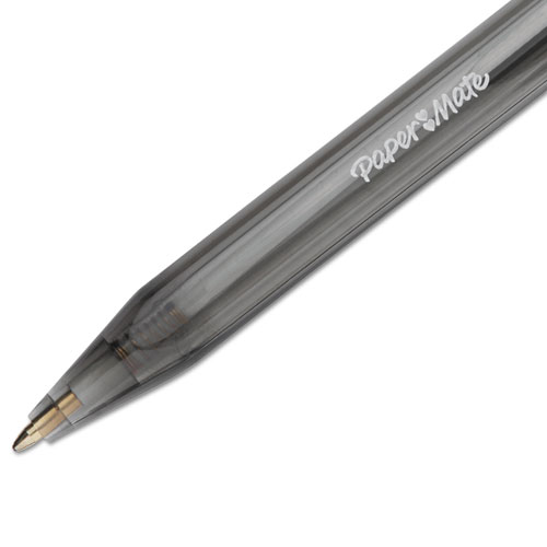 InkJoy 100 RT Ballpoint Pen, Retractable, Medium 1 mm, Black Ink, Smoke/Black Barrel, 20/Pack. Picture 5