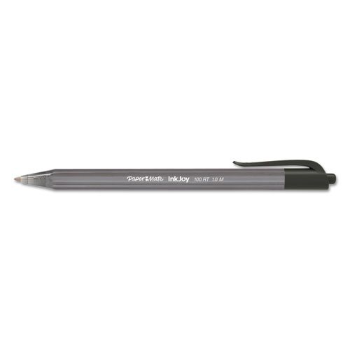 InkJoy 100 RT Ballpoint Pen, Retractable, Medium 1 mm, Black Ink, Smoke/Black Barrel, 20/Pack. Picture 4