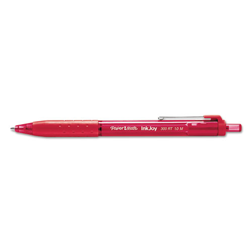 InkJoy 300 RT Ballpoint Pen, Refillable, Retractable, Medium 1 mm, Red Ink, Red Barrel, Dozen. Picture 3