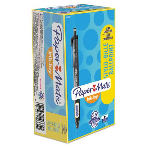 InkJoy 300 RT Ballpoint Pen, Refillable, Retractable, Medium 1 mm, Black Ink, Black Barrel, 36/Box. Picture 2